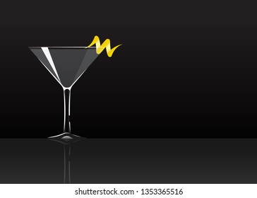 Official cocktail icon, The Unforgettable Tuxedo cartoon illustration for bar or restoration  alcohol menu in elegant style on mirrored surface.