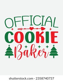 Official Cookie Baker Svg T-Shirt Design, Official Cookie Baker T-Shirt Design, Christmas Svg T-Shirt Design