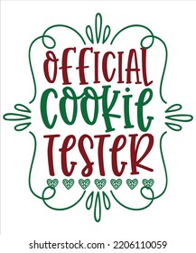 Official Cookie Tester, Merry Christmas shirts, mugs, signs lettering with antler vector illustration for Christmas hand lettered, svg, Christmas svg, Christmas Clipart Silhouette cutting svg