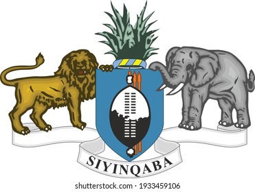 Official current vector coat of arms of the Kingdom of Eswatini (Swaziland)