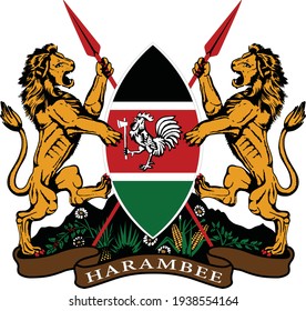 Official current vector coat of arms of the Republic of Kenya