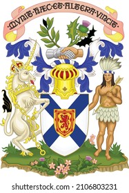 Official current vector coat of arms of the Canadian province of NOVA SCOTIA, CANADA
