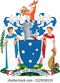 Official current vector coat of arms of the Australian state of VICTORIA, AUSTRALIA