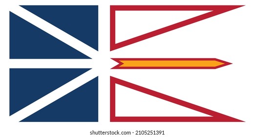 Bandera vectorial actual oficial del territorio canadiense de NEWFOUNDLAND Y LABRADOR, CANADÁ