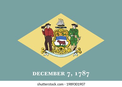 Official current vector flag of the Federal State of Delaware, USA