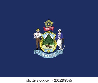 Official current vector flag of the Federal State of Maine, USA