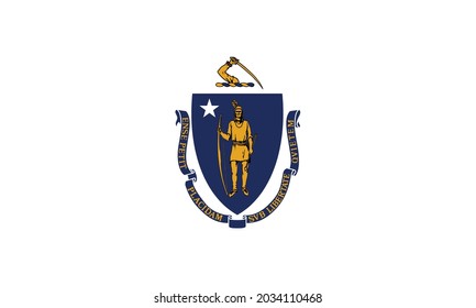 Bandera vectorial actual oficial del Estado Federal de Massachusetts, Estados Unidos