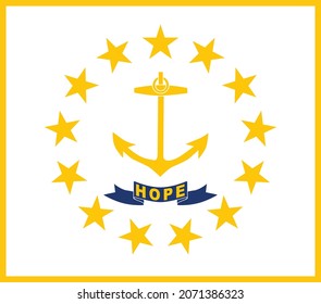 Official current vector flag of the Federal State of Rhode Island, USA