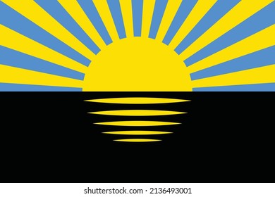 Bandera vectorial oficial actual del área administrativa ucraniana de DONETSK OBLAST, UCRANIA