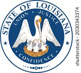 Official current vector great seal of the Federal State of Louisiana, USA