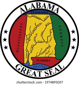 Official current vector great seal of the Federal State of Alabama, USA