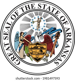 Official current vector great seal of the Federal State of Arkansas, USA