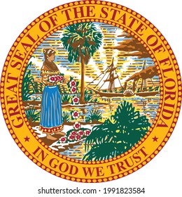 Official current vector great seal of the Federal State of Florida, USA