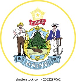 Official current vector great seal of the Federal State of Maine, USA