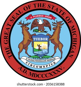 Gran foca portadora del vector de corriente oficial del Estado Federal de Michigan, Estados Unidos