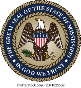 Official current vector great seal of the Federal State of Mississippi, USA