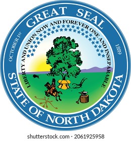 Official current vector great seal of the Federal State of North Dakota, USA