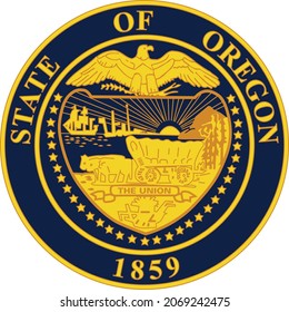 Official current vector great seal of the Federal State of Oregon, USA