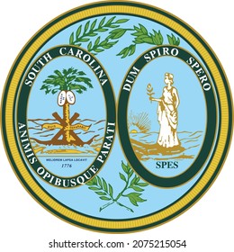 Offizielles, aktuelles, Vektorgroßes Siegel des Bundesstaates South Carolina, USA