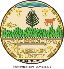 Official current vector great seal of the Federal State of Vermont, USA