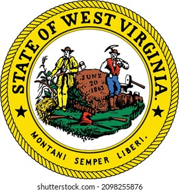 Official current vector great seal of the Federal State of West Virginia, USA