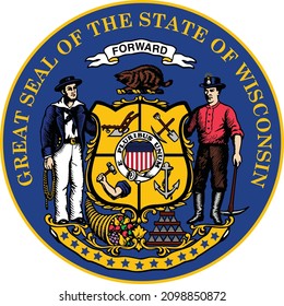 Official current vector great seal of the Federal State of Wisconsin, USA