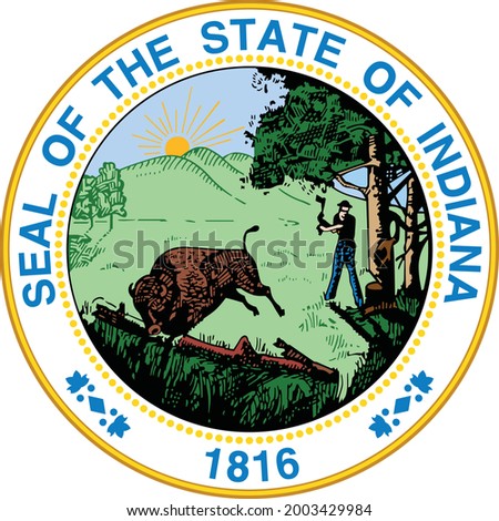 Official current vector great seal of the Federal State of Indiana, USA
