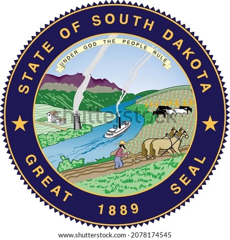 Official current vector great seal of the Federal State of South Dakota, USA