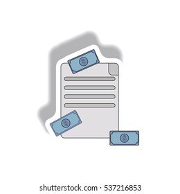 official deal and cash Vector illustration in paper sticker style of get money for paper contract