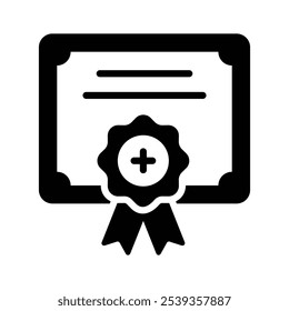 An official document, beautiful design of medical certificate, vector icon