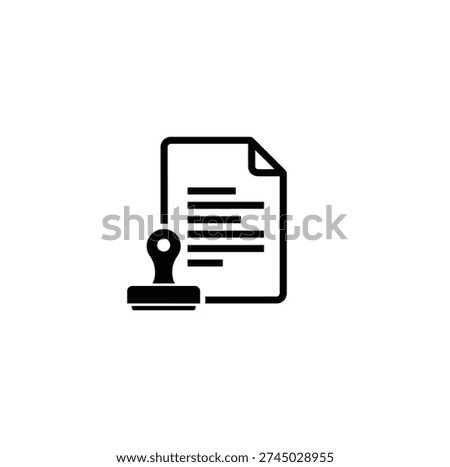 Official document being stamped with an approval seal in a formal office setting from a close-up viewpoint
