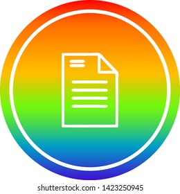 official document circular icon with rainbow gradient finish