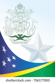 An official document with the flag of the Solomon Islands. Template for an award.