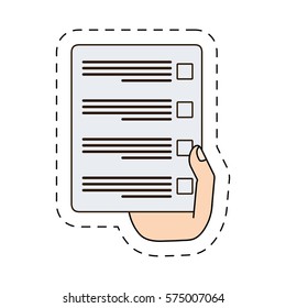 official documents in the hand icon design, vector illustration image
