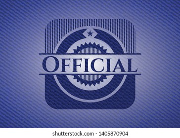 Official emblem with jean texture. Vector Illustration. Detailed.