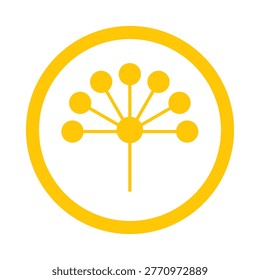 Official emblem of the Republic of Bashkortostan featuring a yellow kurai flower inside a circle. High-quality vector illustration representing Bashkir culture, unity, and seven tribes.