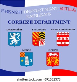 Official emblems of cities of French department Correze