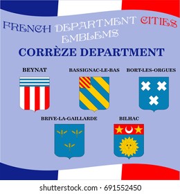 Official emblems of cities of French department Correze