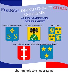 Official emblems of cities of French department Alpes Maritimes