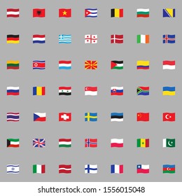 Official European Flags collection, World flags flat icons set, Colorful symbols pack contains - Austria, Belgium, France, Germany, Switzerland, Poland, Norway. Vector illustration. Flat style design