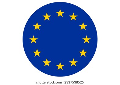 Official Europian Union Flag in circle form. Vector  Illustration
