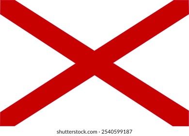 The official flag of Alabama features a red St. Andrew's cross on a white background, symbolizing the state's rich heritage and Southern pride. Alabama is known for its landscapes and vibrant history