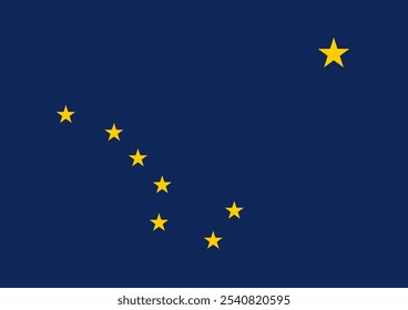 La bandera oficial de Alaska presenta la Osa Mayor y la Estrella del Norte sobre un fondo azul, simbolizando la herencia y el orgullo del norte. Alaska es famosa por sus vastos paisajes y su rica cultura