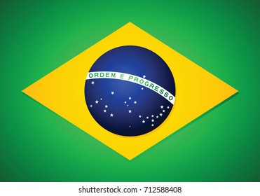 Official flag of Brazil. Vector illustration. Glowing version. National Brazil symbol. Patriotism and traveling theme.