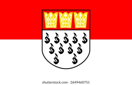Official flag of Cologne, Germany. An authentic vector capturing this historic Rhine city's symbol, famous for its Cathedral and Carnival. Perfect for travel and German identity projects