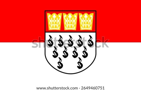 Official flag of Cologne, Germany. An authentic vector capturing this historic Rhine city's symbol, famous for its Cathedral and Carnival. Perfect for travel and German identity projects