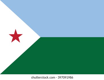Official Flag of Djibouti - isolated vector