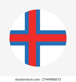 Official Flag of Faroe Islands Round Icon Isolated 