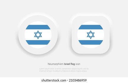 Official Flag of Israel rightly proportions and colors icon. Israel button in trendy neumorphism style Vector EPS 10