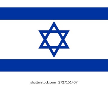 Die offizielle Flagge von Israel ist eine weiße rechteckige Platte mit zwei horizontalen blauen Streifen entlang der Ränder und einem Stern von David in der Mitte.